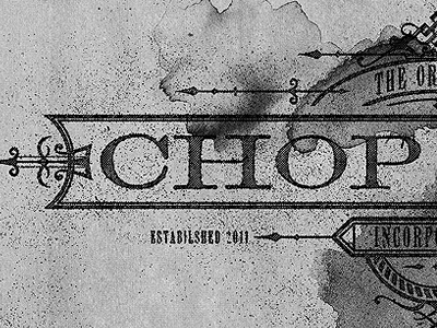 CHOP BLOK distressed emblem font halftones hand drawn identity ink logo ornaments press stained texture type typography