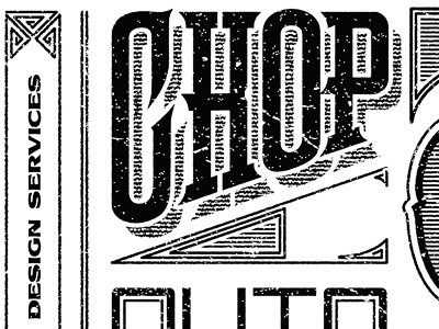 CHOP BLOK LABEL black design emblem identity illustration logo mark ornament type typography vintage white