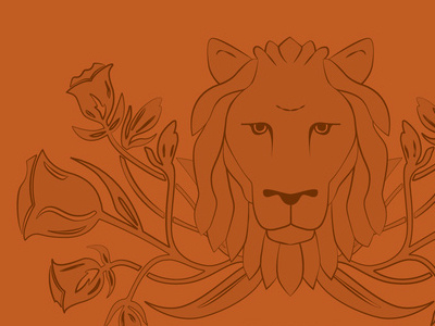 Lion and Floral floral hand drawn illustrator lion vector
