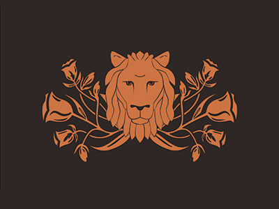 Lion and Floral Final hand drawn lion orange vector