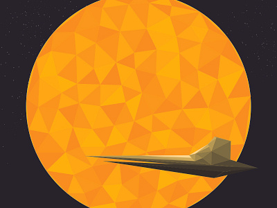 Crossing the Sun orange ship space spaceship triangles