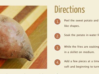 Sweet Potato Fries article css html orange personal recipe yanone kaffeesatz