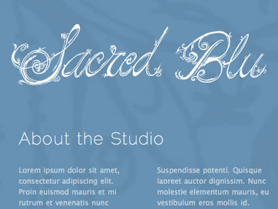 Sacred Blu blue design glass hand drawn studio