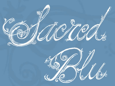 Sacred Blu Detail cursive hand drawn logo studio