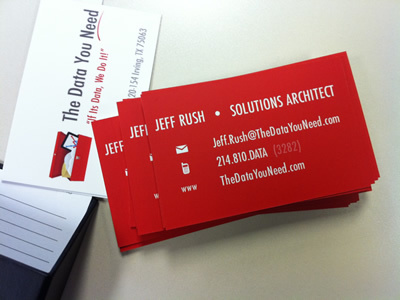 The Data You Need Business Cards business cards corporate logo red