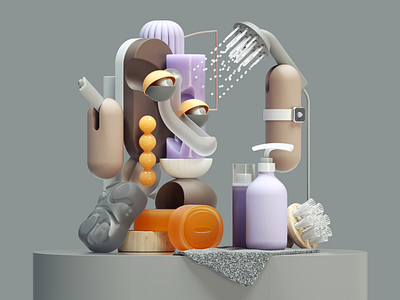 Morning Bath 3d adobe art cinema4d octane design icons illustration inspiration