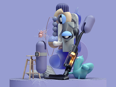 Cleaning 3d art character cinema4d design icons ideas illustration inspiration octane style