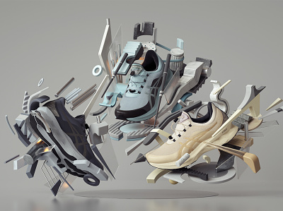ASICS NOVABLAST SPS 2020 Sneakers 3d abstract adobe cinema4d design graphic design illustration inspiration modern octane