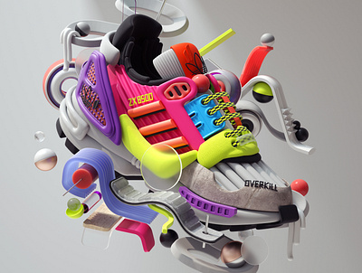 Adidas + Overkill ZX 8500 3d adidas cinema4d design graphic design illustration inspiration octane sneakers