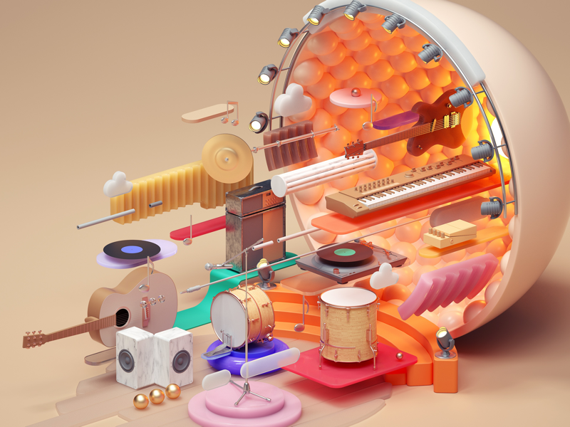 Work done for Intersect Music Festival icons inspirations setdesign modern design illustration instruments music octane cinema4d 3d