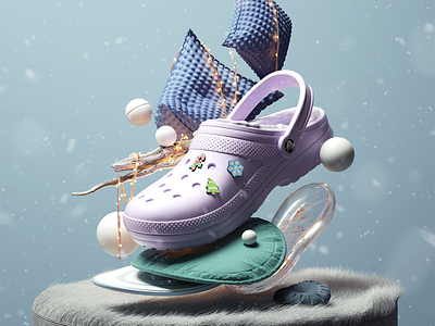 Choose Your Warmth by Crocs 3d c4d crocs fuzz illustration inspiration octane shapes winter