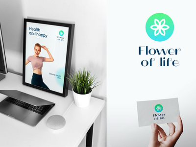 Flower of life app blue branding design illustration logo ui ux web