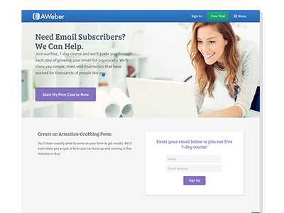 First 500 Subscribers aweber design email marketing responsive webpage