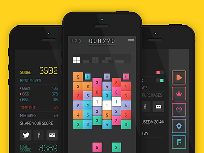 Hexomino UI app colourful game ios ios7 ipad iphone menu