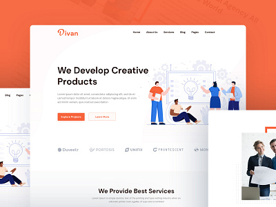 Divan - Digital Agency UI Template agency branding company corporate creative design digital divan home homepage illustration landing psd template ui ux website