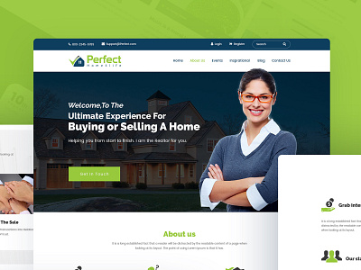Perfect - Real Estate Website Design 2022 branding clean clean ui creative design home landing photoshop psd real estate real state shah alam template typography ui uiux ux web website