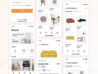 Ruffin-Furniture Mobile App 2022 android app creative design design ecommerce app furniture furniture app furniture shop furniture store ios mobile app mobile ui shah alam template ui uiux ux