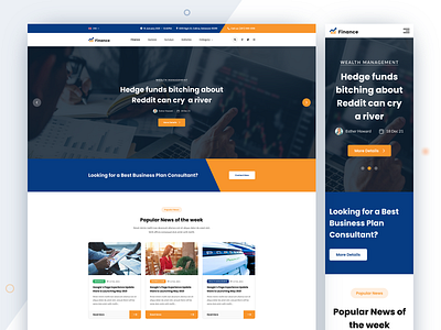 Finance-Blog Website 2022 blog blogs on finance branding clean clean ui creative design finance finance blog finance blog website finance blogger financial blogs landing template typography ui uiux ux website