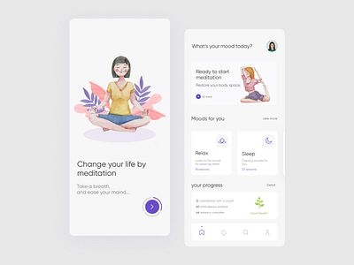 Meditation app meditation meditation app meditation music music ui uiux