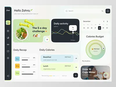 Nutrition & Diet Dashboard🍀 dashboard diet diet dashboard diet planner fitness flat desgin food healthy dashboard healty food minimal ui modern ui nutrition nutrition dashboard planner ui ui design uiux vegetables