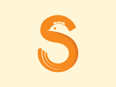 S-Chicken chicken ellipse food hot logo logotype negative orange s shadow symbol