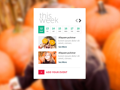 Events Weekly Calender for ParentsPick flat ui