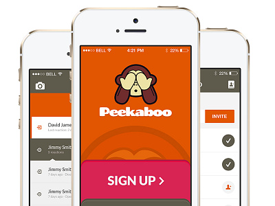 Peekaboo app design flat ui