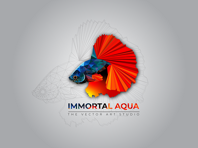 Immortal Aqua aqua art artwork betta betta fish blue branding design gradient graphic illustraion immortal red srilanka vector