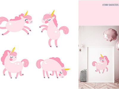 Pink unicorns for girly nursery