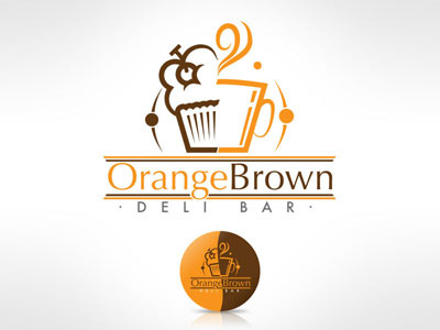 Orange Brown brown coffee logo orange vector