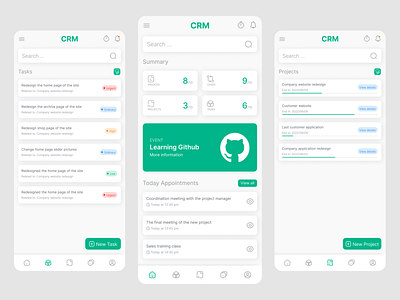 CRM App concept ui design application ui crm erp light theme project manager task manager