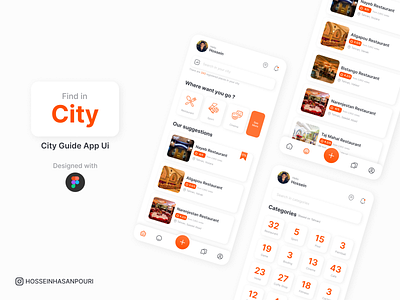 Find in city - City guide app ui city city guide find cafe find in city find restaurant food light theme