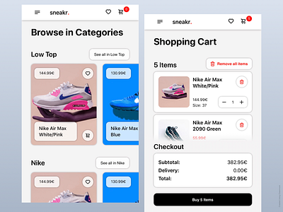 sneakr. online shop design ecommerce reactjs shop shopping sneakers ui ux web website