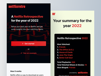 netflixretro. Relive your past year on Netflix! netflix retrospective ui ux web website wrapped