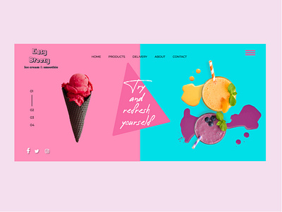 Ice Cream - Web Concept brand icecream landing page one page photography portfolio shop site web design website website design