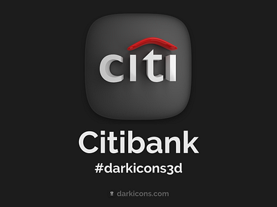 Citibank 3D Icon 3d 3dicon bank citibank dark theme darkicons3d icon ios money