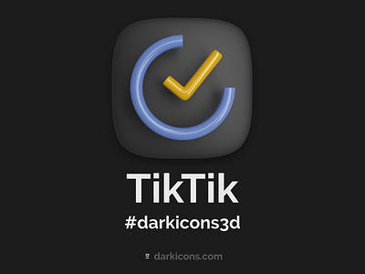 TikTik 3D Icon 3d 3dicon dark theme darkicons3d homescreen icon theme tiktik