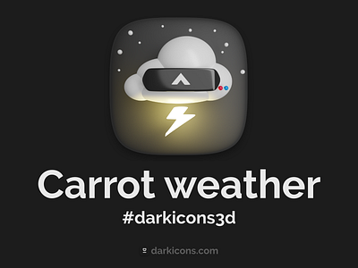 Carrot weather 3D Icon 3d 3dicon con darkicons3d icon ios ios app mobile storm weather