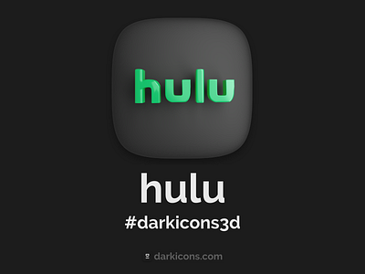 hulu 3D Icon 3d darkicons3d design download hulu icon ios ios14 logo mobile ui