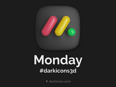 Monday 3D Icon 3d 3dicon darkicons3d design download freebie icon illustration logo monday ui