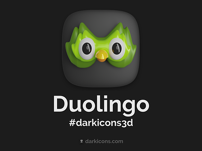 Duolingo 3D Icon 3d 3dicon darkicons3d design download duolingo freebie icon illustration logo owl ui