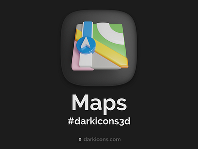 iOS Maps 3D Icon 3d 3dicon app apple darkicons3d design download freebie icon illustration ios logo maps ui