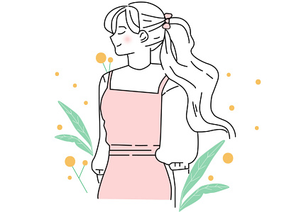 Girl lovely girl line lovely minimal outline pink woman