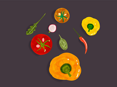 Watercolor vegetables set.