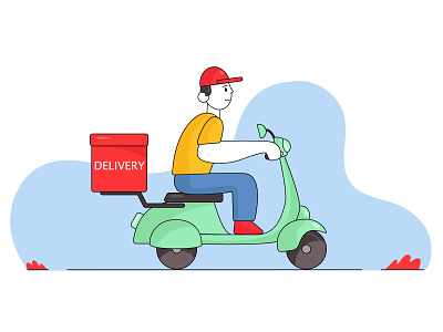 Delivery man on a scooter courier delivery express fast free graphic design logistic man mobile online order scooter service shipping vector
