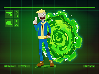 3 styles - Collaboration illustration rick and morty vault vault boy