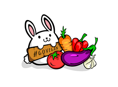 Go vegan bunny advertise design illustration vegan