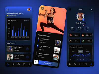 Fitness App fitness tracker fitness videos health tracker user profile