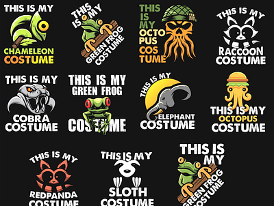 Various Animal Costume T-shirt Design costume design fasion illustration t shirt t shirt design typography vector