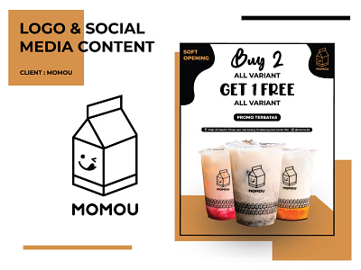 Design Logo & Social Media Content (Momou) animation brand branding content design drink graphic design icon logo soc social media